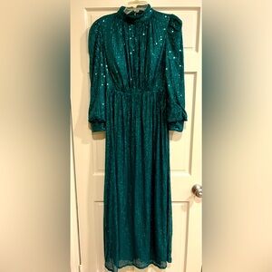 NWT Green Sequin Formal Evening Gown Size M